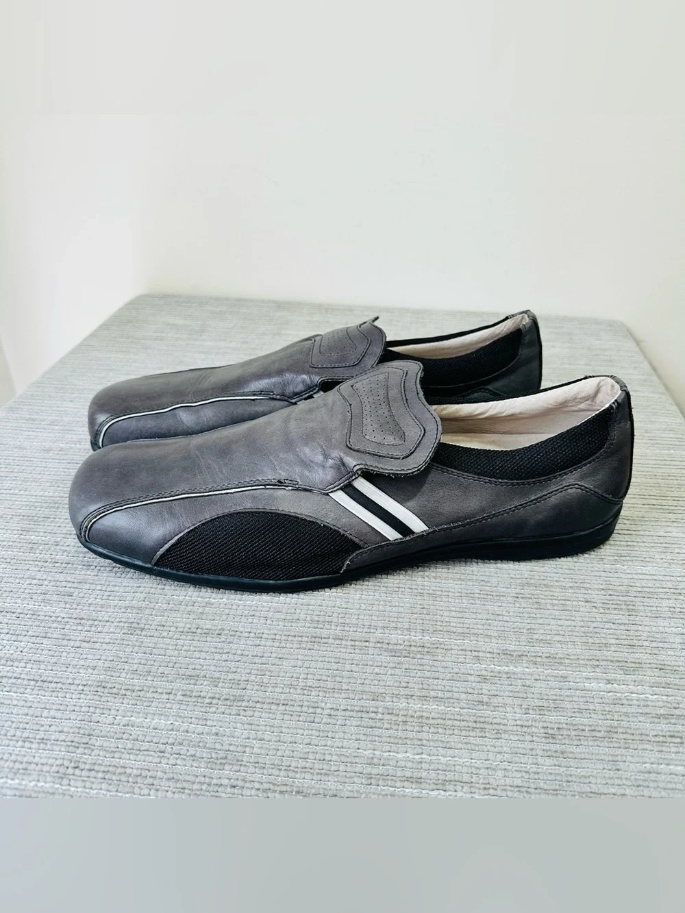 Rare‎ Vintage Steve Madden Mens Gray Leather Sport Loafer Sneakers Y2K Size 16